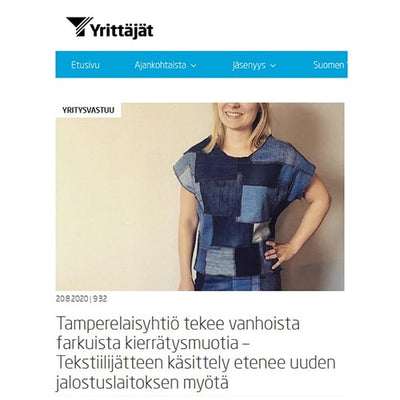 ENTREPRENEURS IN FINLAND: TAMPERE-BASED COMPANY MAKES RECYCLED FASHION FROM OLD JEANS