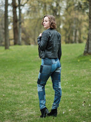 WOMENS PATCHJEANS: DARK BLUE